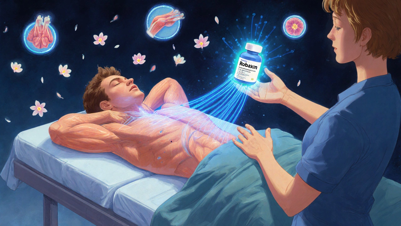 Paciente en terapia física con energía brillante relajando sus músculos tensos, guiado por un terapeuta.