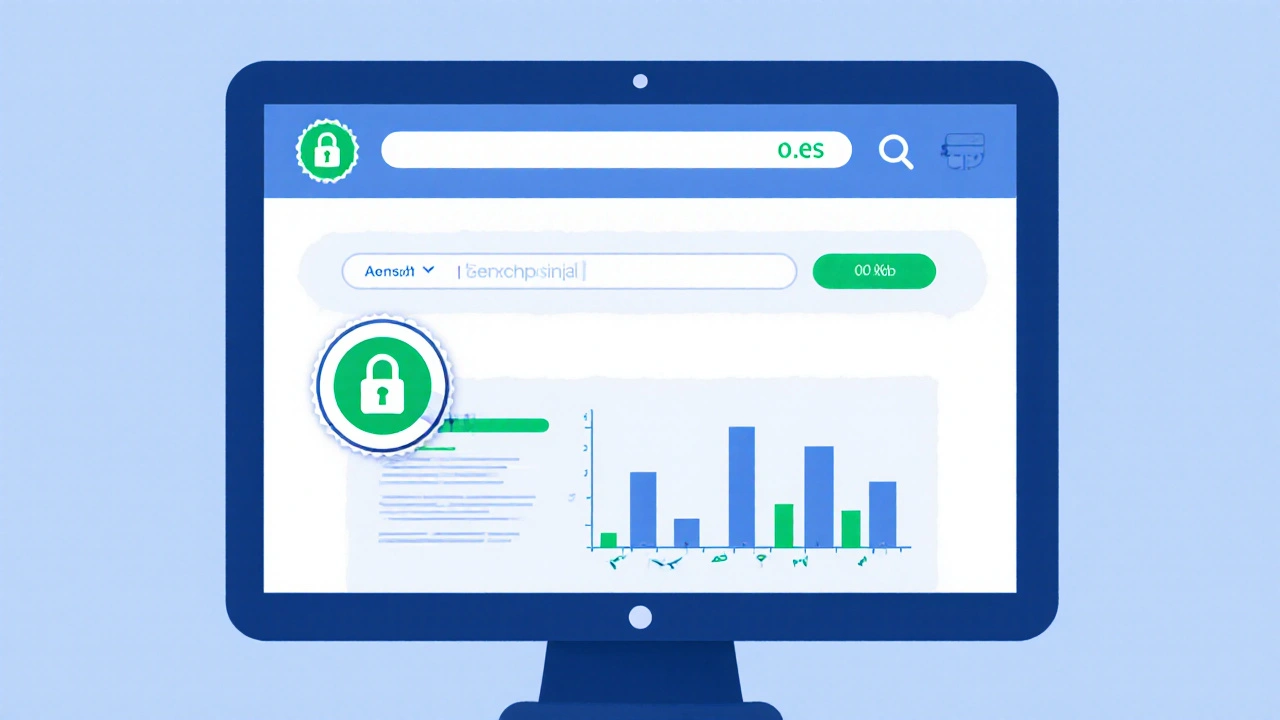 Pantalla de farmacia online segura con iconos de candado y sello.