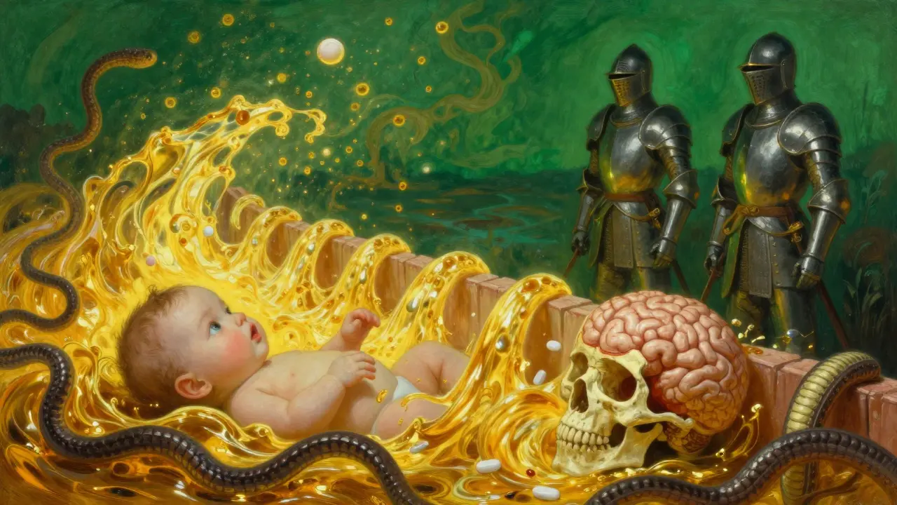 Una batalla simbólica en el cerebro de un recién nacido entre moléculas de bilirrubina y antibióticos protectores.